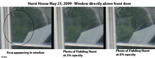 Here, she has zoomed in to show the figure and has compared a picture of Hurst to the face in the window.